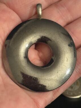 Vintage Silver Tone Donut Circle Pendant